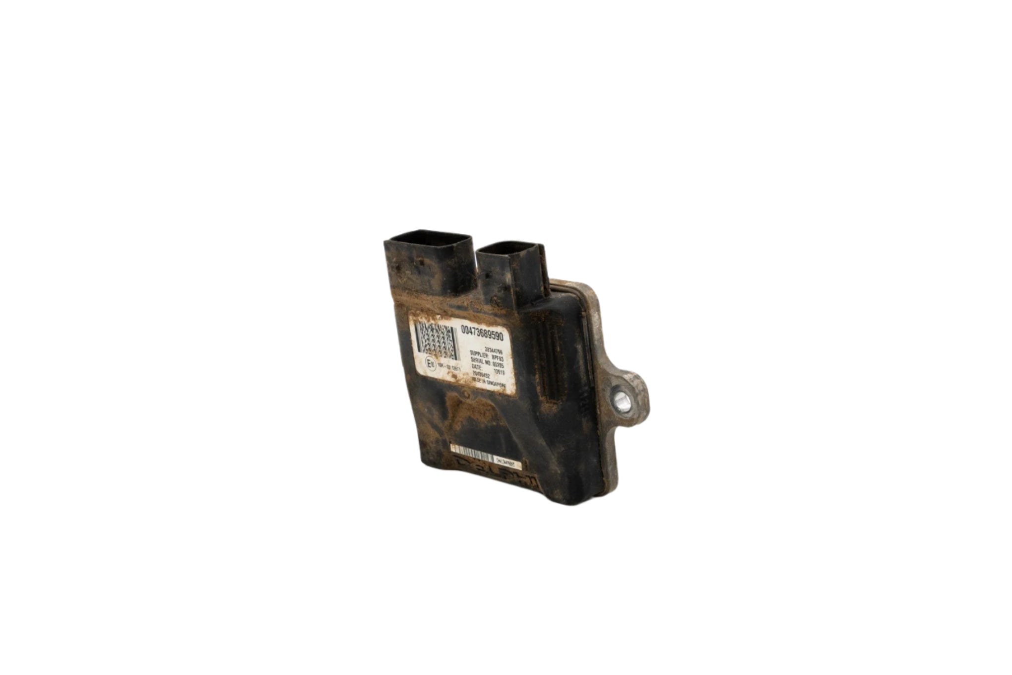 A used control module, model number 47368959U, from a Case TV620B skid steer loader. The module is in good working condition, showing minimal signs of wear, and is suitable for replacement or repair.