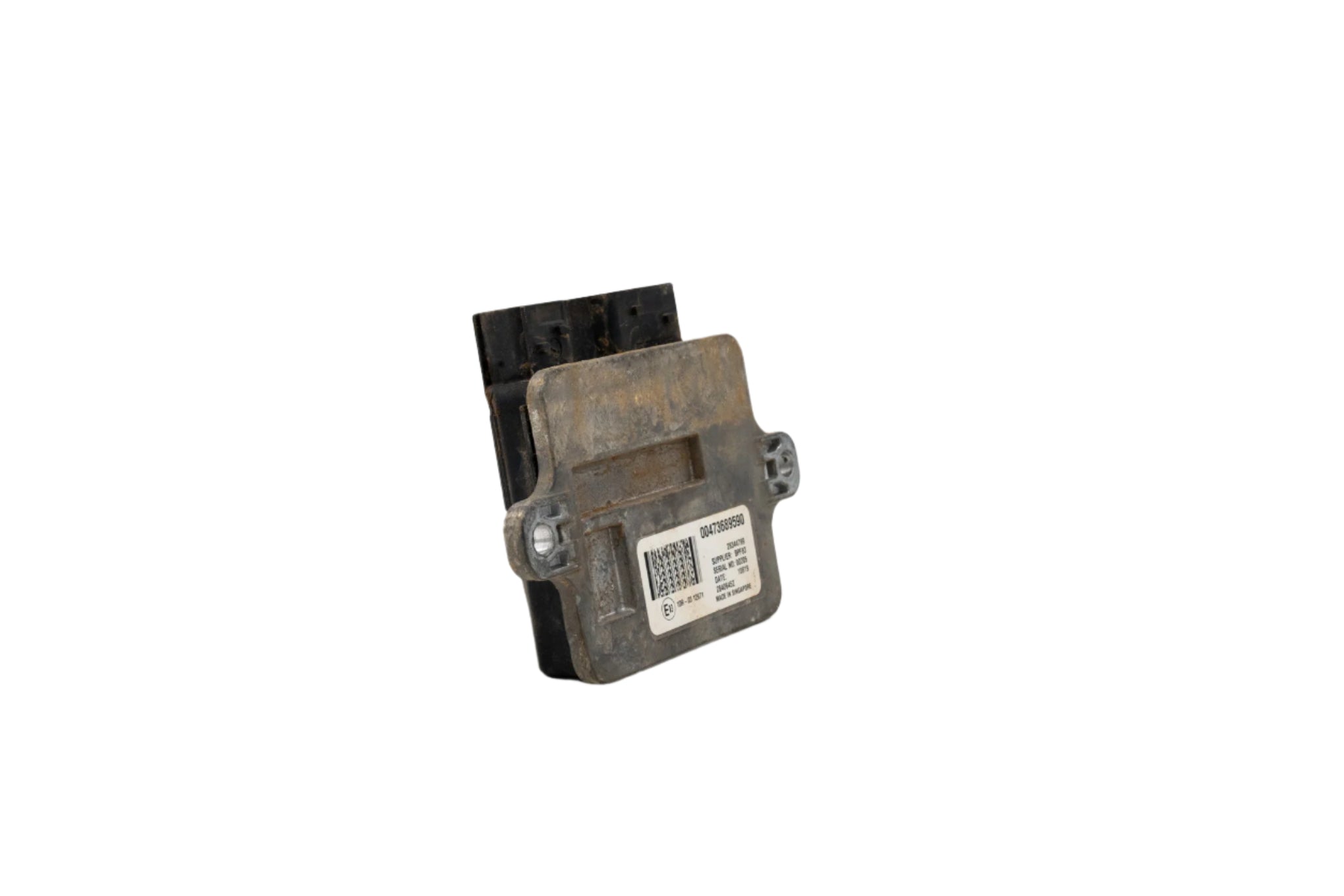 A used control module, model number 47368959U, from a Case TV620B skid steer loader. The module is in good working condition, showing minimal signs of wear, and is suitable for replacement or repair.