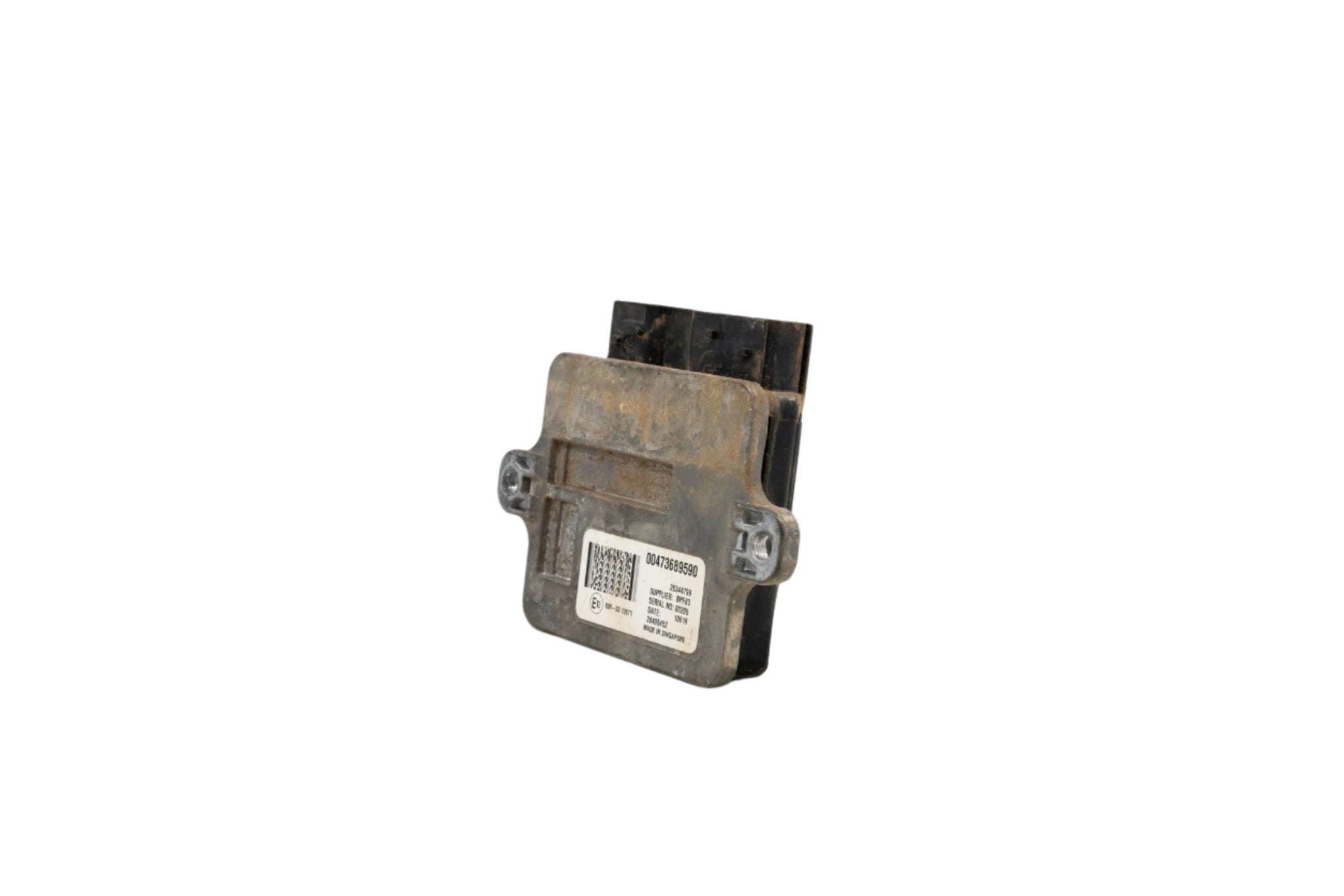 A used control module, model number 47368959U, from a Case TV620B skid steer loader. The module is in good working condition, showing minimal signs of wear, and is suitable for replacement or repair.